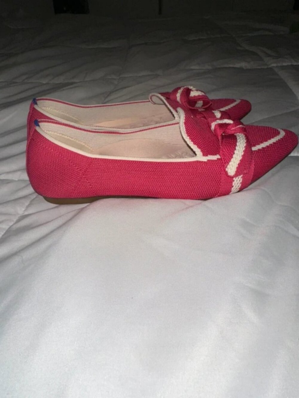 Pink Pointed Toe Knit Loafers